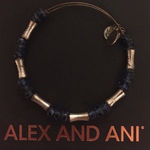 Alex & Ani silver and blue beaded bangle