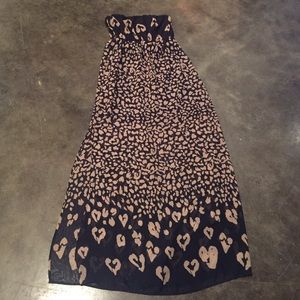 Navy and Tan Cheetah Strapless Dress