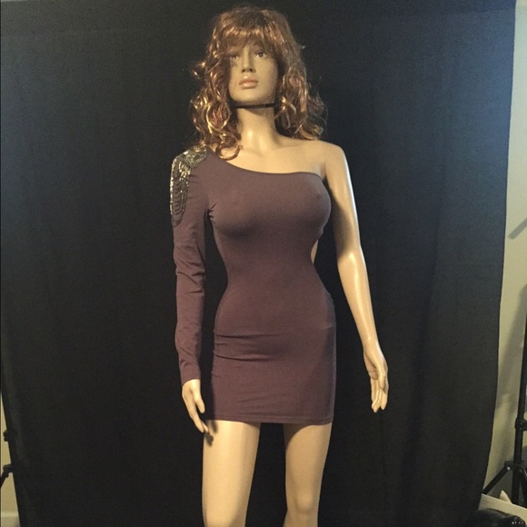 Gray one shoulder dress by Akira