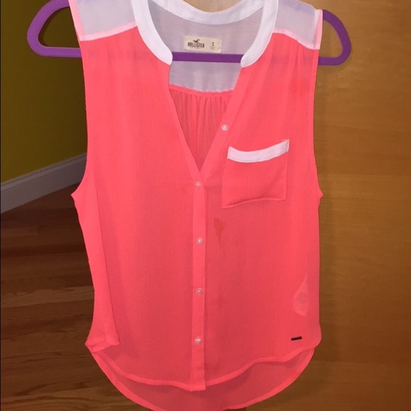 Hollister neon orange flowy tank top