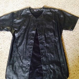 Faux leather Versace theme baseball jersey