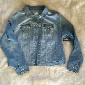 NWT Old Navy light wash distressed denim jacket.