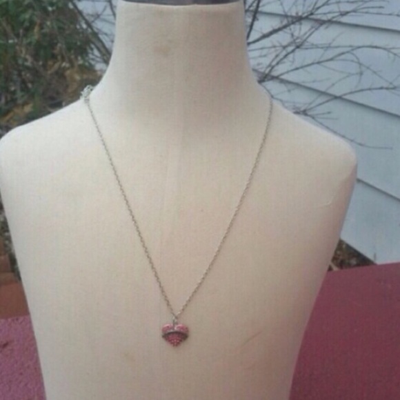 Pink Crystal Rhinestone Silver Mom Necklace (M1) - Picture 2 of 5