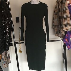 Green spandex dress with split