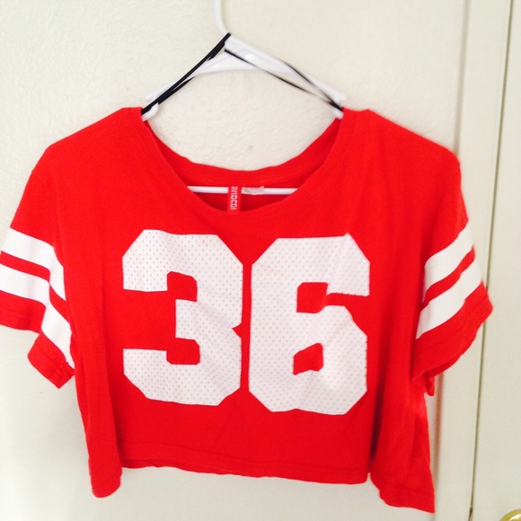 Red foot ball jersey crop top