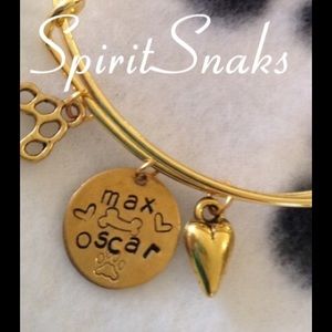 ✨Custom Stamped Doggie Paw & Heart Bangle✨