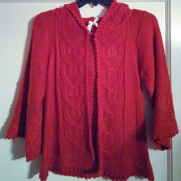 Red Riding Hood hooded cardigan with flared sleeve