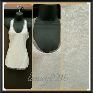 White Sequence Shirt M NWT