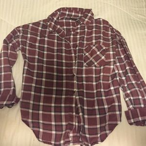 Brandy Melville flannel plaid top with pocket.