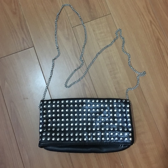 Studded Black fold-over Bag