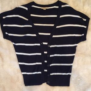 Forever 21 Navy Blue and White Striped Cardigan