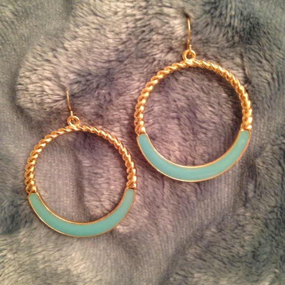 NWT Gold & Mint Fashion Hoop Earrings