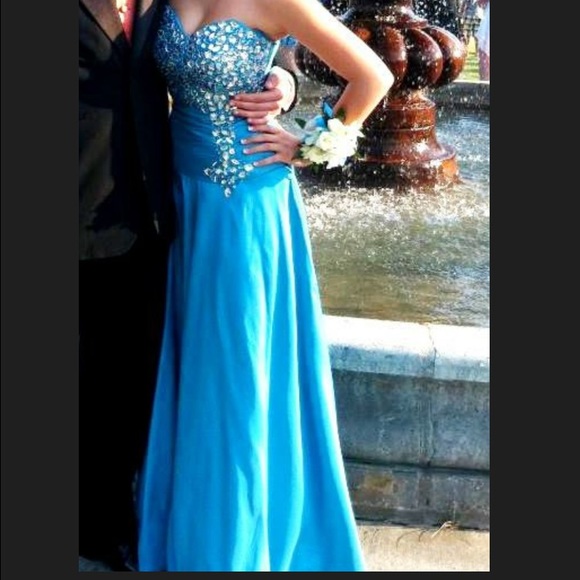 Aqua blue prom / formal dress - Picture 1 of 4