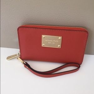 Michael Kors Wallet Wristlet in Burnt Orange