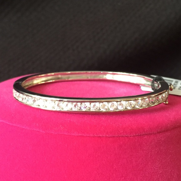 Cookie Lee Silvertone Crystal Bangle - image 1