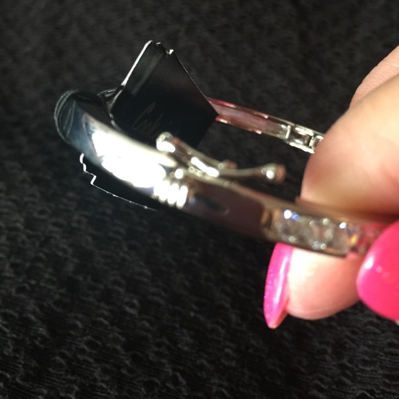 Cookie Lee Silvertone Crystal Bangle - image 3