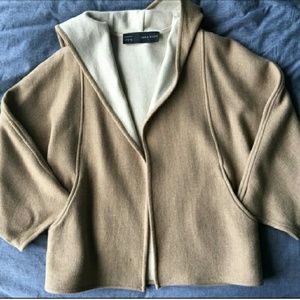 Zara minimalist hooded wool cape in camel
