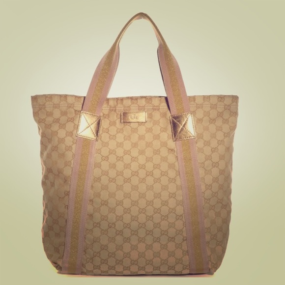 Gucci pink and gold tote