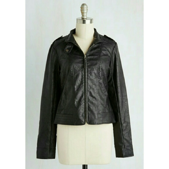 Faux leather moto jacket