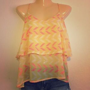 Painted threads yellow printed top m