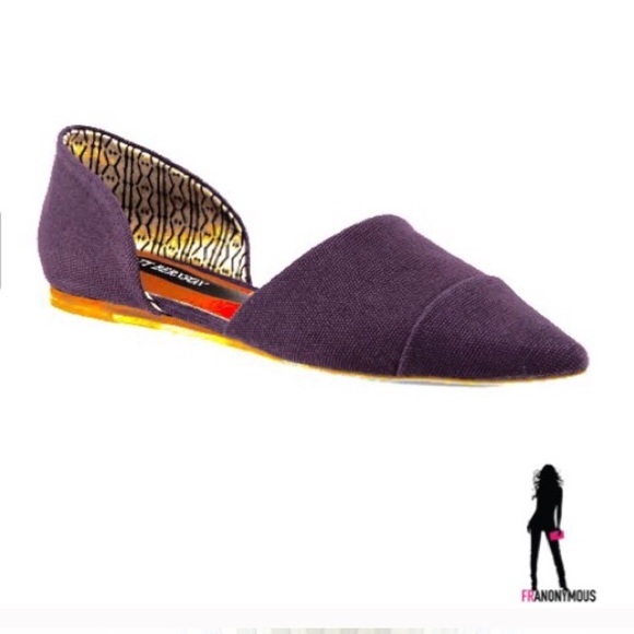 Purple Canvas D'Orsay Flats 6 - Picture 2 of 4