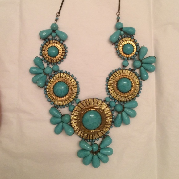 Gold & Aqua Statement Necklace