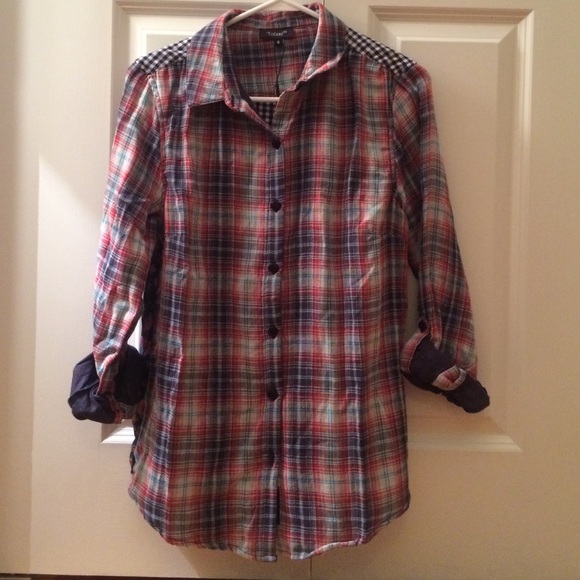 Tolani Tops - Tolani multi fabric flannel