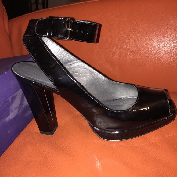 Stuart Weitzman Black Patent Leather Platforms - Picture 1 of 4