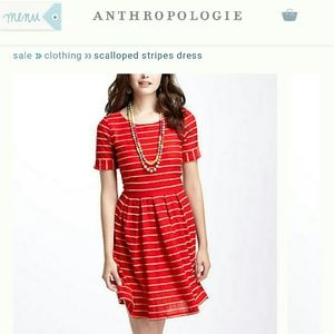 Anthropologie scalloped stripe dress