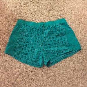Green fabric shorts
