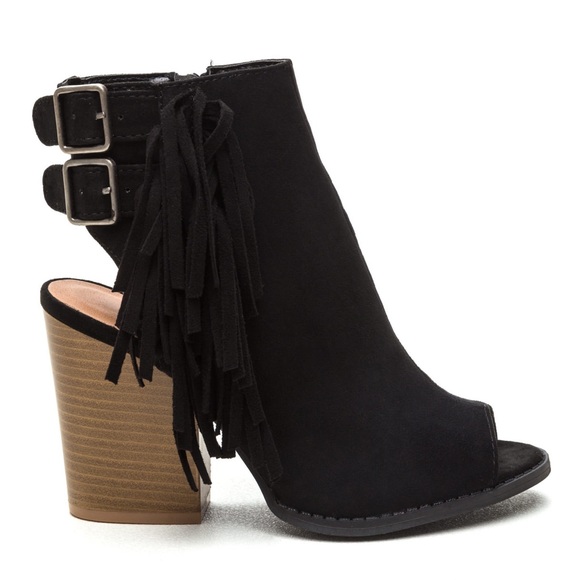 Fringe worthy chunky faux suede booties