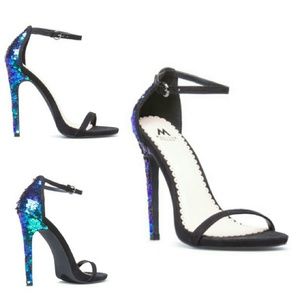 Black sequin heels