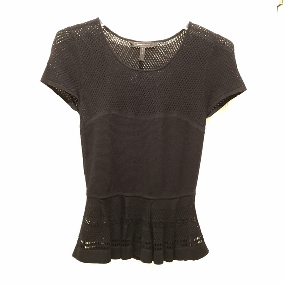 BCBG MaxAzria black knit peplum top size XS