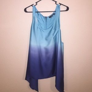 Silk Racerback Tank - Zipper Detail in Ombré Blue