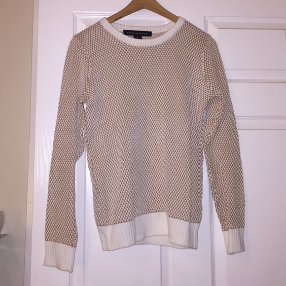 French Connection tan/white sweater - Picture 1 of 1