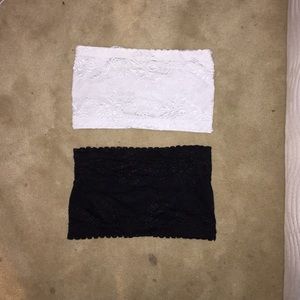 Two lacy bandeaus one black one white