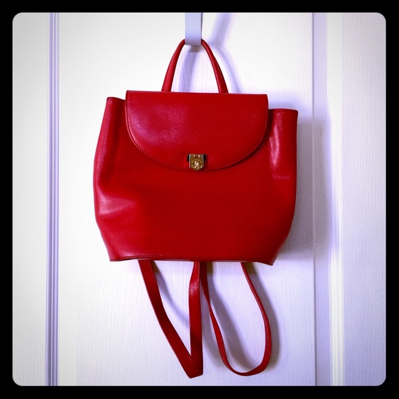 Pourchet Handbags - Pourchet red leather backpack