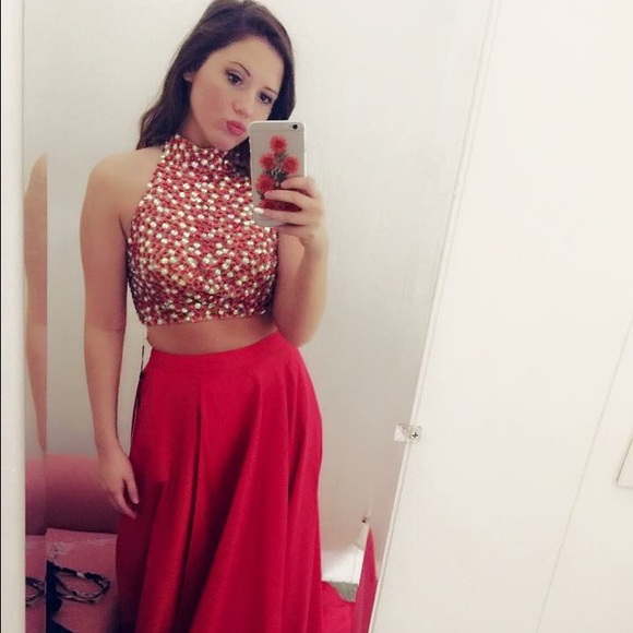 Sherri Hill Red Two Peice - Picture 2 of 4