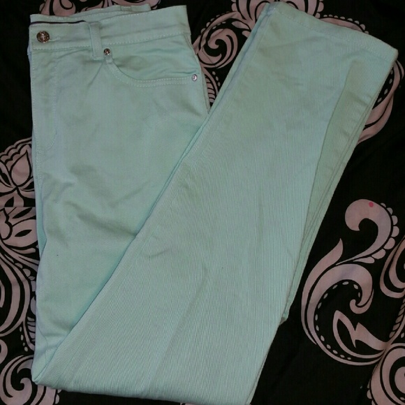 Mint Green High Waisted Straight Leg Jeans