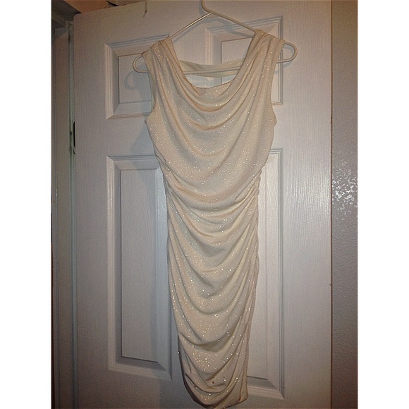 Tight white sparkly midi