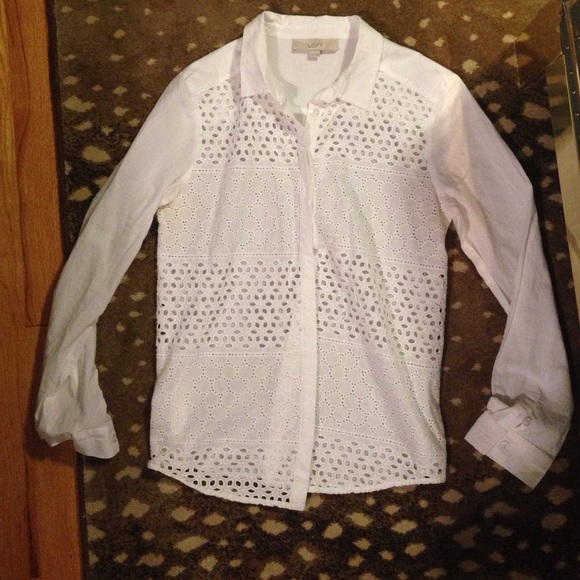 White Eyelet Button Down - Picture 1 of 4