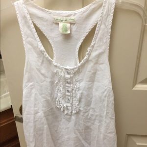 White Ruffle Racerback Tank