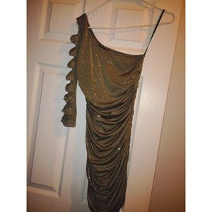 Glittery olive green midi dress