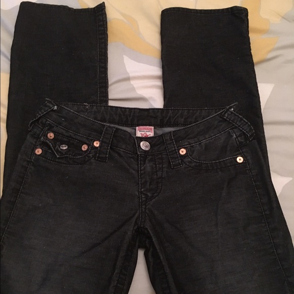 Gray/black soft "Billy" style True Religions.