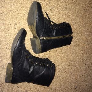 black combat boots