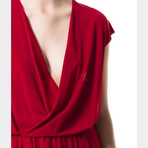 Zara Red Draped Crossover Dress, Size XS - Picture 3 of 4