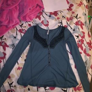 Beautiful turquoise free people long sleeve
