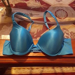 Teal blue satin bra