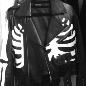 Statement Black & white faux skeleton leather coat