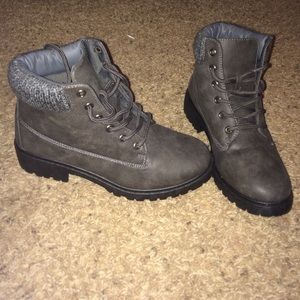 grey ankle combat boots